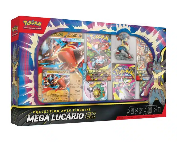 Collection Pokémon figurine Méga-Lucario-ex FR – 5 boosters