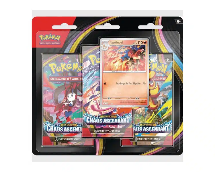 Tripack Pokémon Chaos Ascendant Reptincel FR – 3 boosters